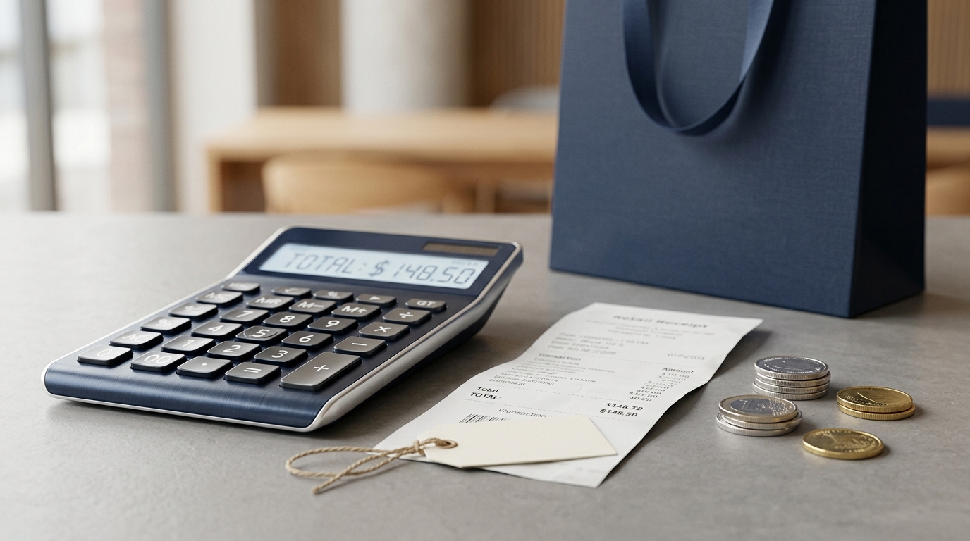 Retail sales receipt, tax calculator, and revenue ledger for sales tax compliance